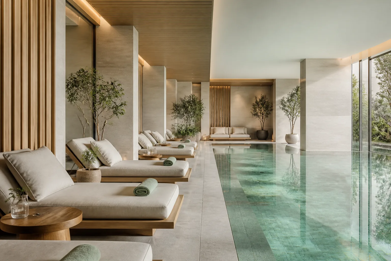 Светлый интерьер SPA и зона отдыха
